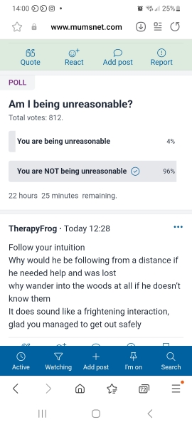 Encounter in the woods with a man...was I being silly?