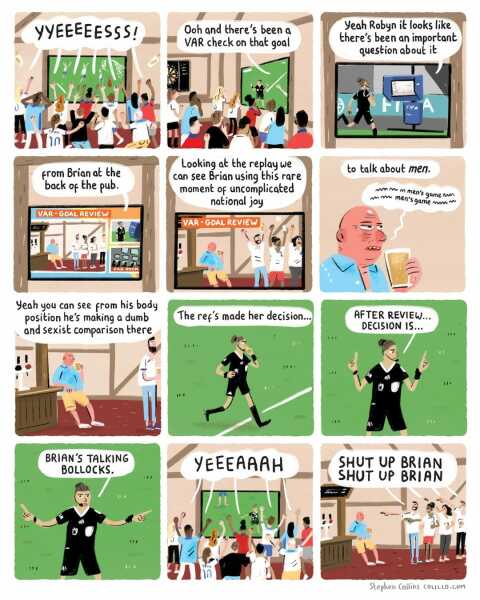 Angry men about womens football