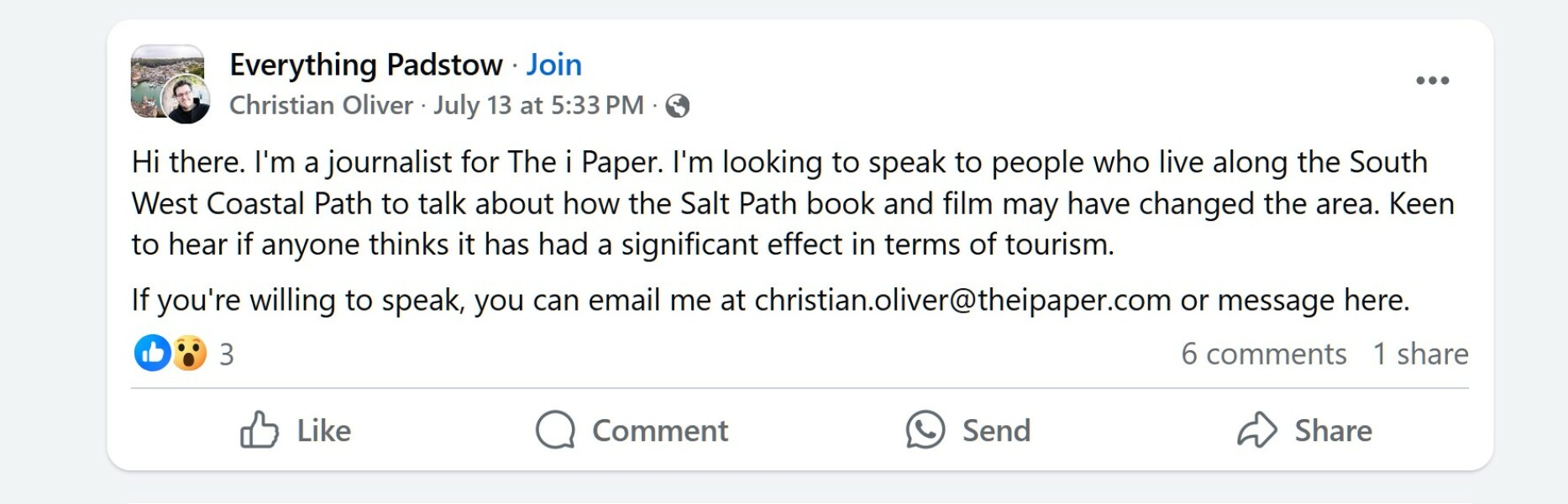 Thread 7: To feel disappointed after reading this in The Observer about the author and her husband from The Salt Path book and film?
