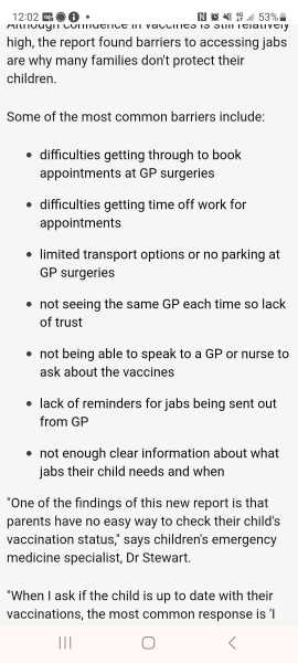 Parents choosing not to vaccinate their children