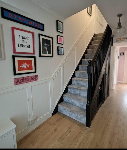 Would you paint the whole bannisters black or just like it is ?