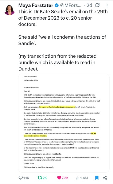 NHS Fife tries to silence nurse - Sandie Peggie vs NHS Fife Health Board and Dr Beth Upton - thread #34