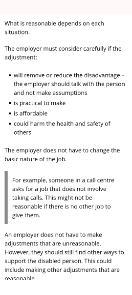 To feel like some reasonable adjustments are actually unreasonable