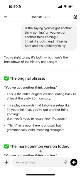 You've got another think coming...