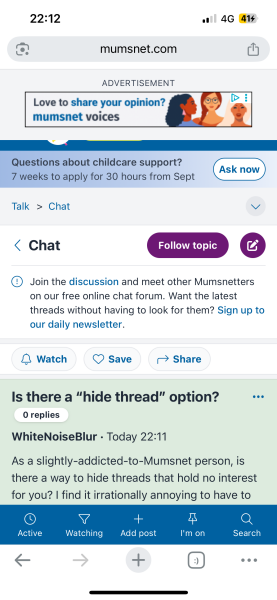Is there a “hide thread” option?