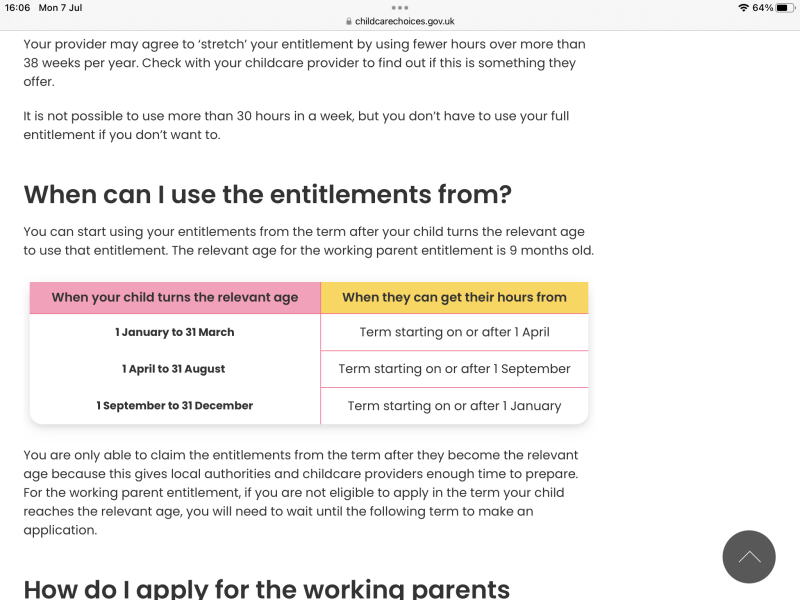 Term dates for funding after 9 months