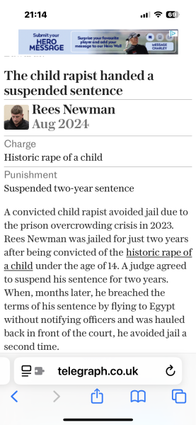 4 yrs for cutting down tree, no jail time for rape
