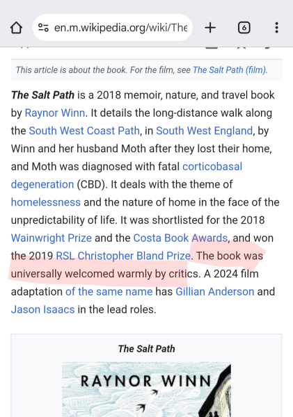 Thread 3: To feel disappointed after reading this in The Observer about the author and her husband from The Salt Path book and film?