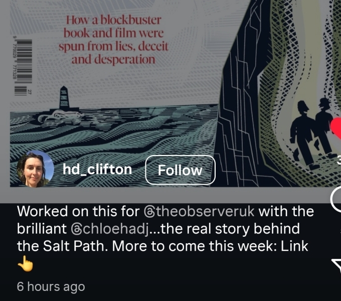 Thread 2. To feel disappointed after reading this in The Observer about the author and her husband from The Salt Path book and film?