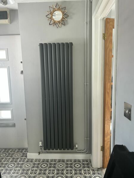 Vertical radiators in the hallway