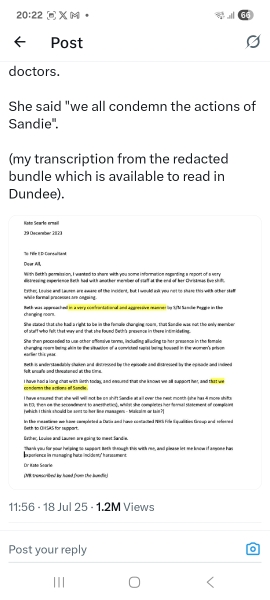 NHS Fife tries to silence nurse - Sandie Peggie vs NHS Fife Health Board and Dr Beth Upton - thread #32
