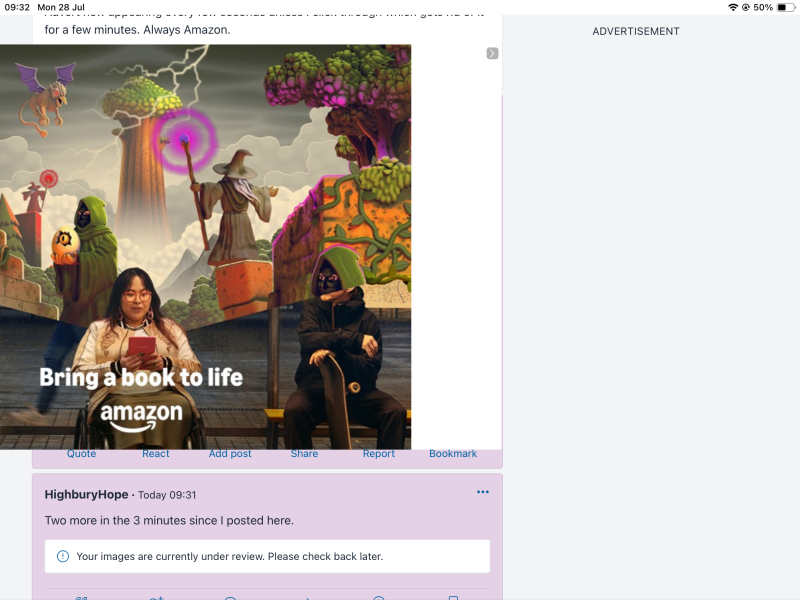 Huge advertisements on I pad blocking screen