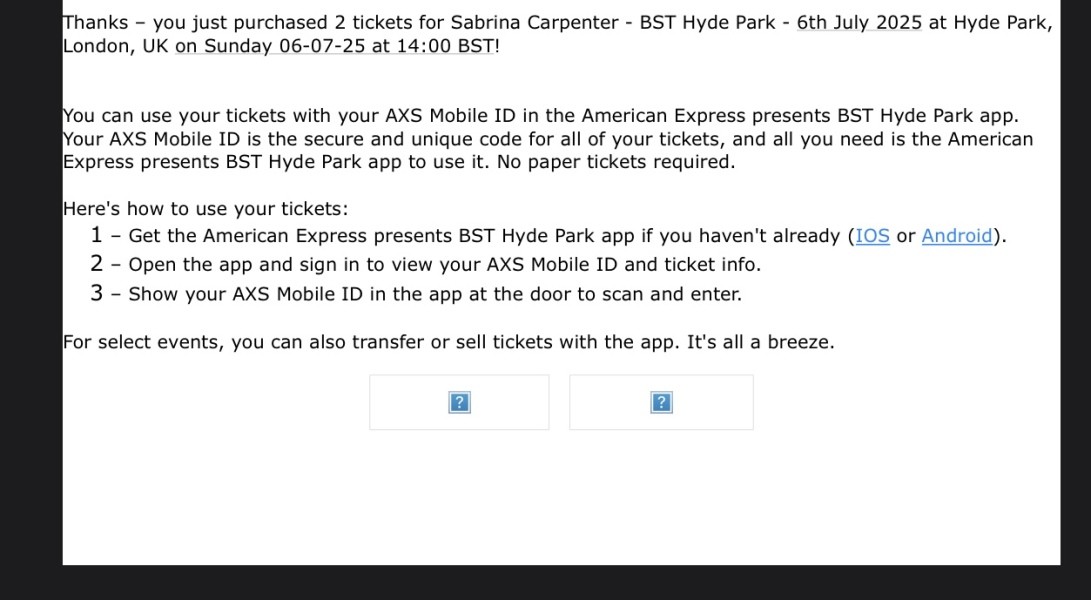 BST Hyde park guardian + child ticket