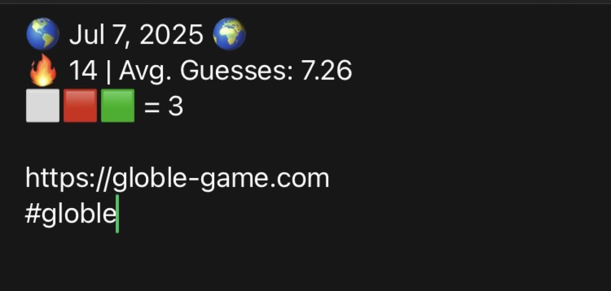 Globle guess the country game