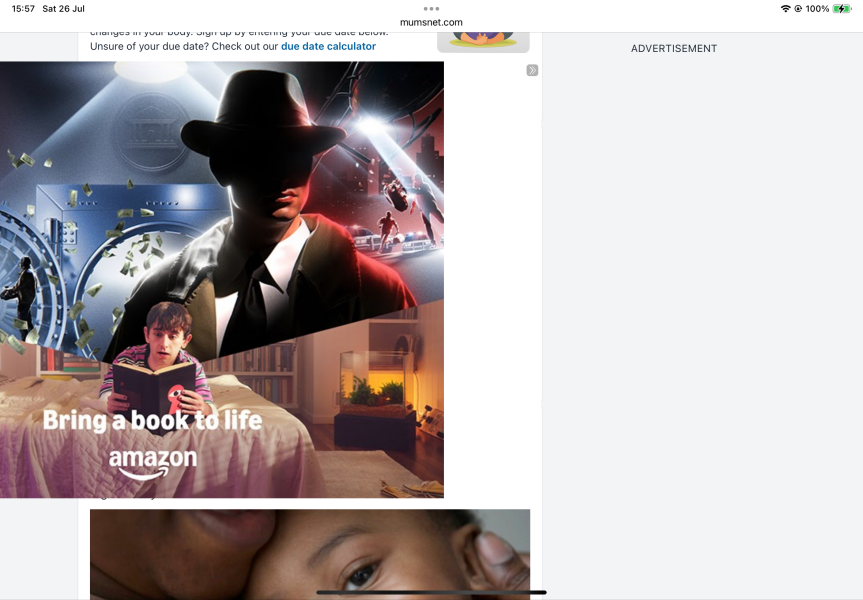 Huge advertisements on I pad blocking screen