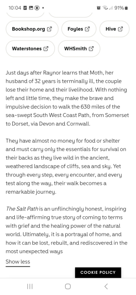 Thread 3: To feel disappointed after reading this in The Observer about the author and her husband from The Salt Path book and film?