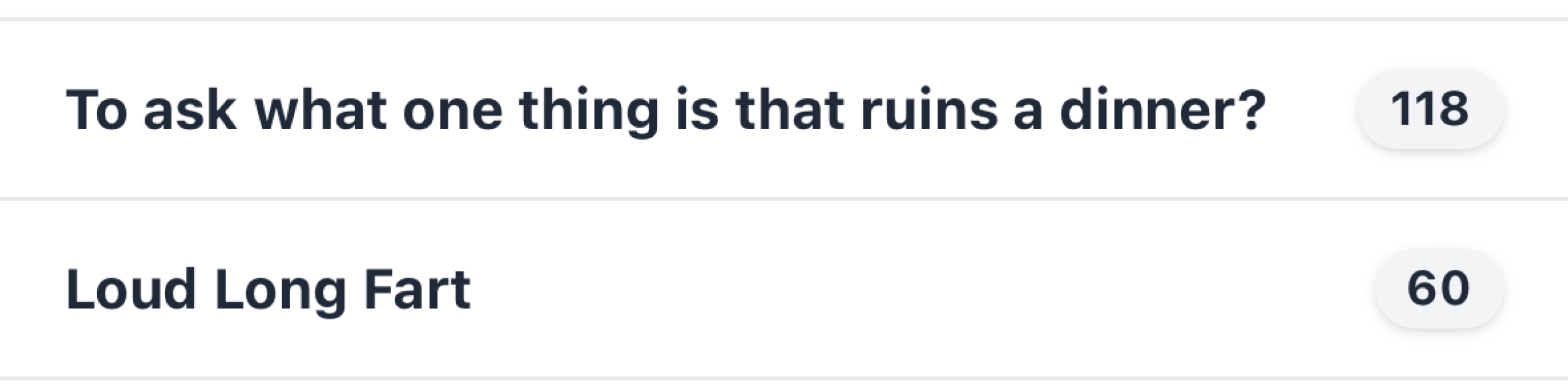 To ask what one thing is that ruins a dinner?