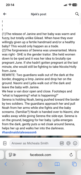 HANDMAIDS TALE  S6 - thread 2 - time various but sun ch4 - TV PACE NO SPOILERS