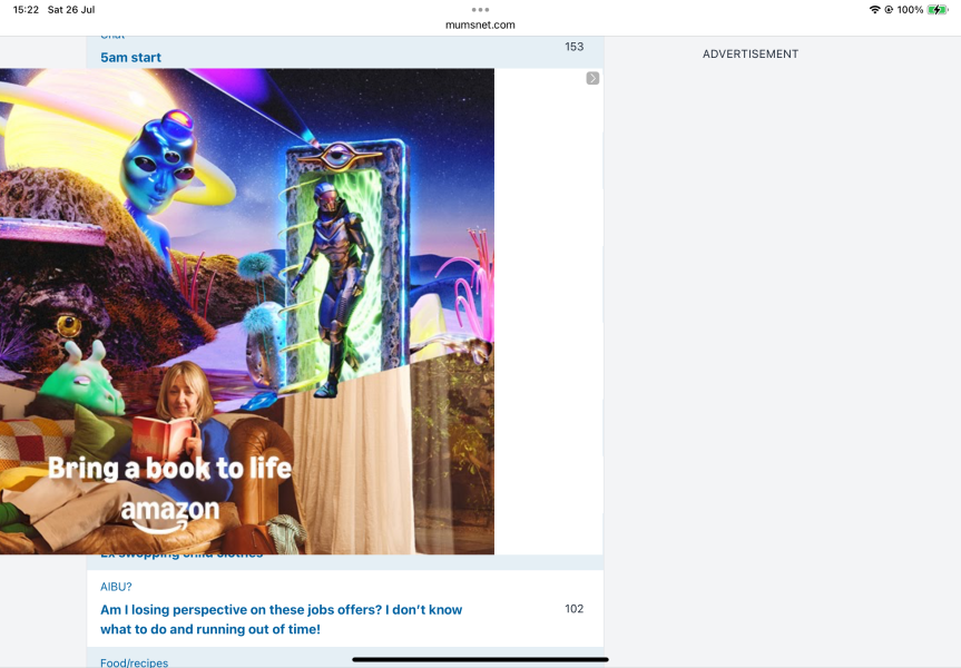 Huge advertisements on I pad blocking screen