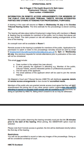 NHS Fife tries to silence nurse - Sandie Peggie vs NHS Fife Health Board and Dr Beth Upton - thread #26