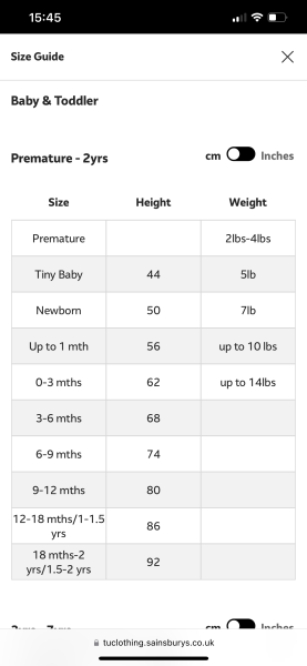Help me 🙏 Tesco baby boy clothing size