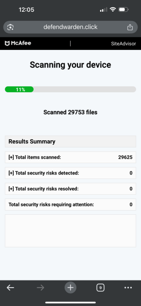 Fake virus page taking over