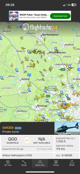 FlightRadar24, so many helicopters in the Oxford/Slough/Milton Keynes area.