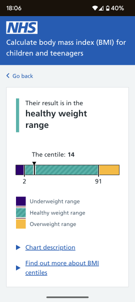 Is there anyone here who could correctly calculate my child’s height/weight centile please?
