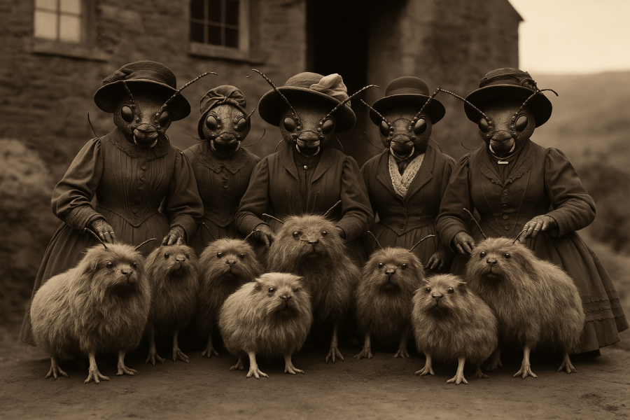 Gussies Grips' Grandfather. Door to door merkin salesman.