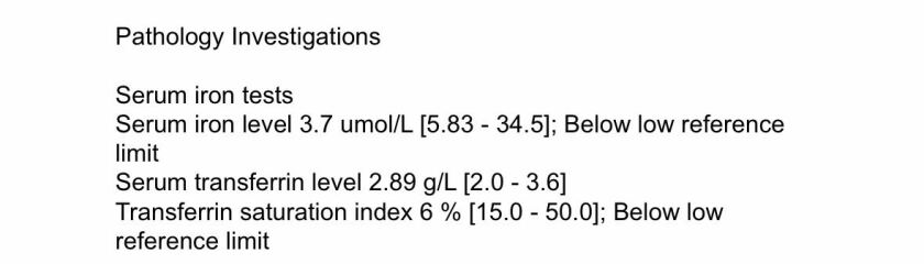 Blood Results - Iron