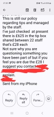 Not allowed tips as handed in my notice