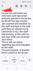 Not allowed tips as handed in my notice