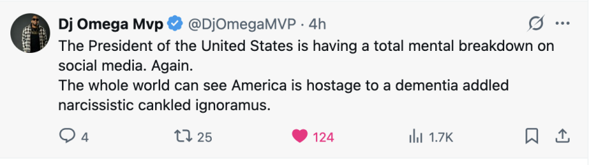 Still dancing the Tariff Tango, Vlad and Bibi still playing him like a fiddle and Epstein's list must be written in invisible ink - Trump thread #146