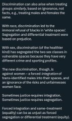 Not sure how to concisely explain how female only events aren't similar to like, white only events