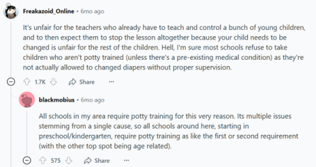 For refusing to change a 6 year old?