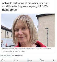 ‘The Trans Rights Alliance has put forward Steph Richards, a transgender woman in possession of a GRC, as its candidate for women’s officer’