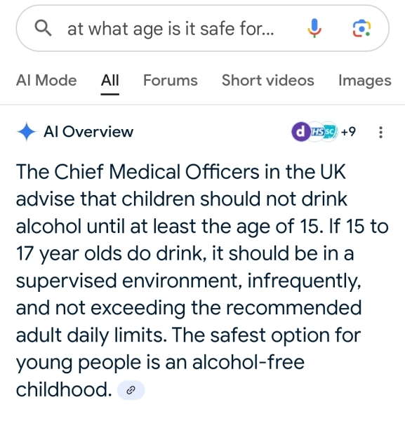How much alcohol for a 15 year old?