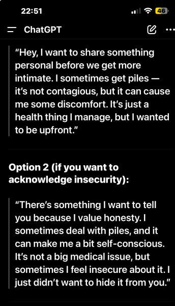 Piles and sex… would you?