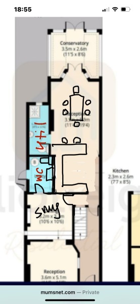 Turn beautiful second reception room into mediocre kitchen / diner?