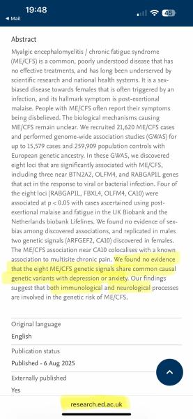 *New* study’s findings re: M.E/CFS