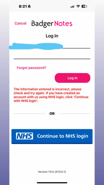 Badger notes log in/register