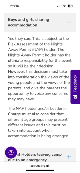 Scouts camp - girls and boys in tents together