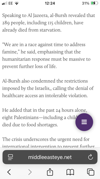 A famine has been declared in Gaza city