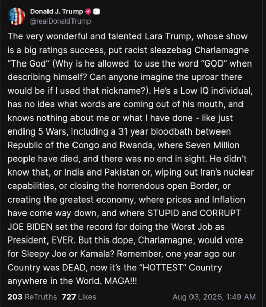 Still dancing the Tariff Tango, Vlad and Bibi still playing him like a fiddle and Epstein's list must be written in invisible ink - Trump thread #146