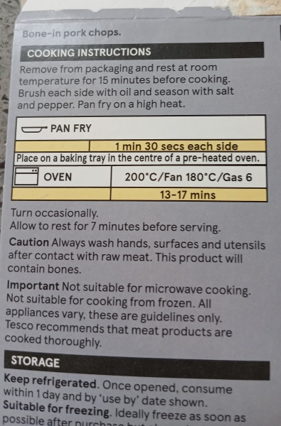 Pork chop cooking instructions