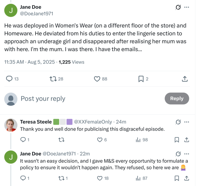 M&S apologises over trans employee in bra department (Telegraph)
