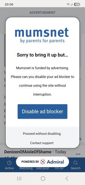 Trying to stop me using an ad blocker