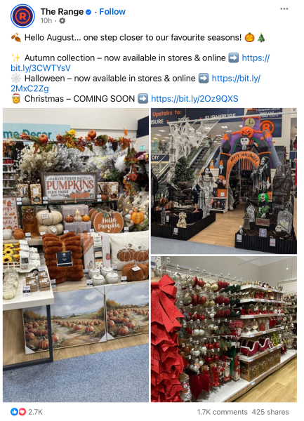 Postpone Christmas til November, Halloween til October etc.
