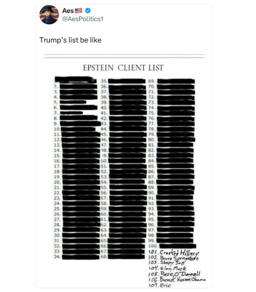 Still dancing the Tariff Tango, Vlad and Bibi still playing him like a fiddle and Epstein's list must be written in invisible ink - Trump thread #146