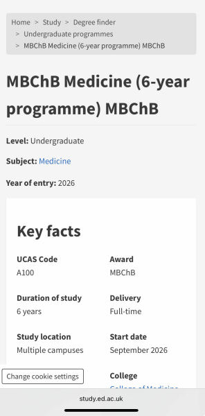Medicine 2026 entry - part 1